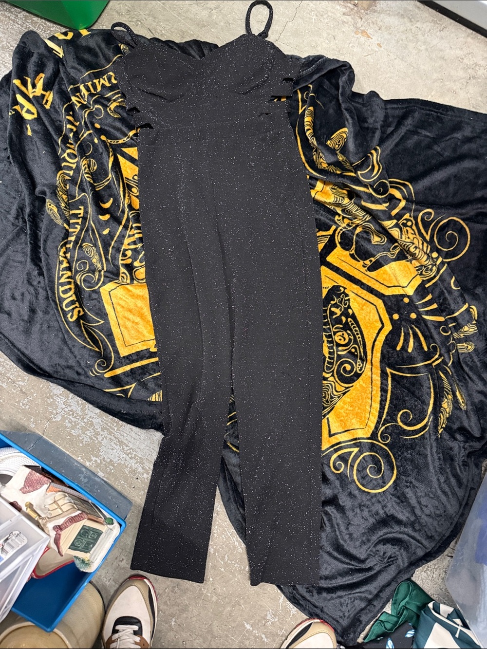 Inspired Hearts Black Sparkle Jumpsuit with Spaghetti Straps